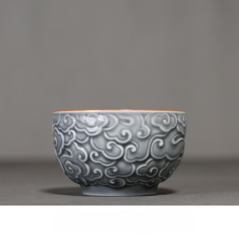 

1 шт. Китайська керамічна чашка для чаю Ручна робота Рельєфна чашка Побутова порцелянова чашка для чаю Дорожня Особиста одинарна чашка Винні кухлі Чайний посуд 200ml сірий колір