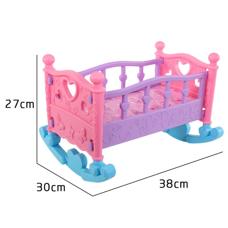 Girls' Pretend Play Doll Accessories Set: Rocking Horse, Cradle, Pillow, Quilt, Dining Table, Medical Kit, Stroller Toy