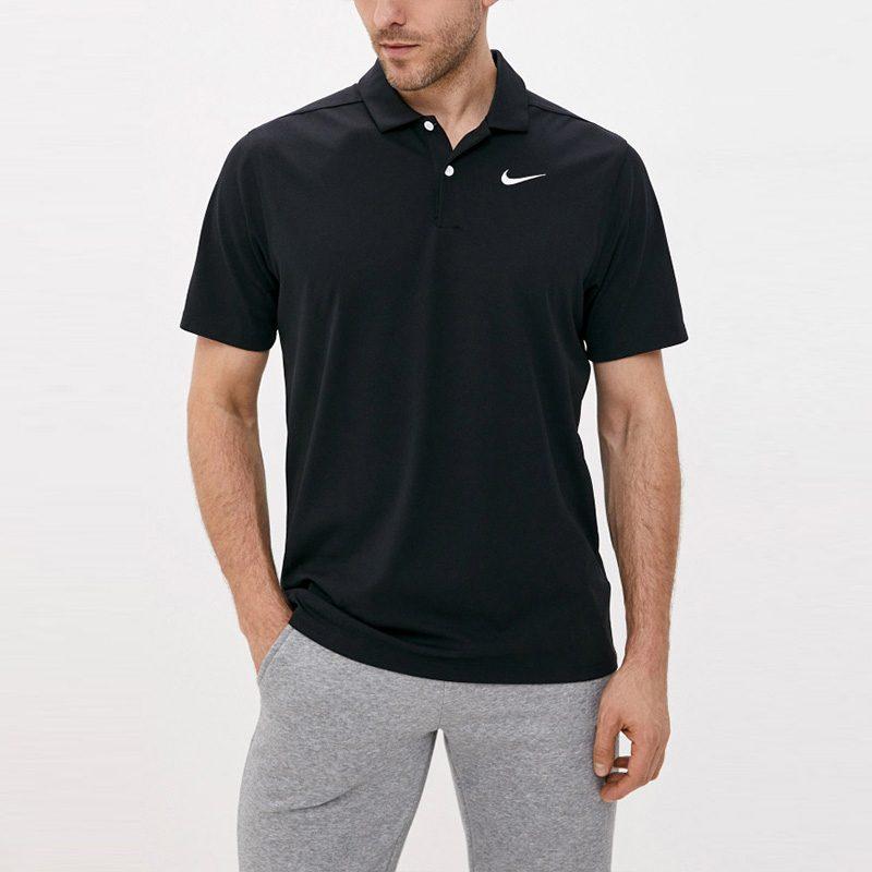 Nike Polo Shirts Men's Black Polo Collar Moderate Straight Fit CU9792-010