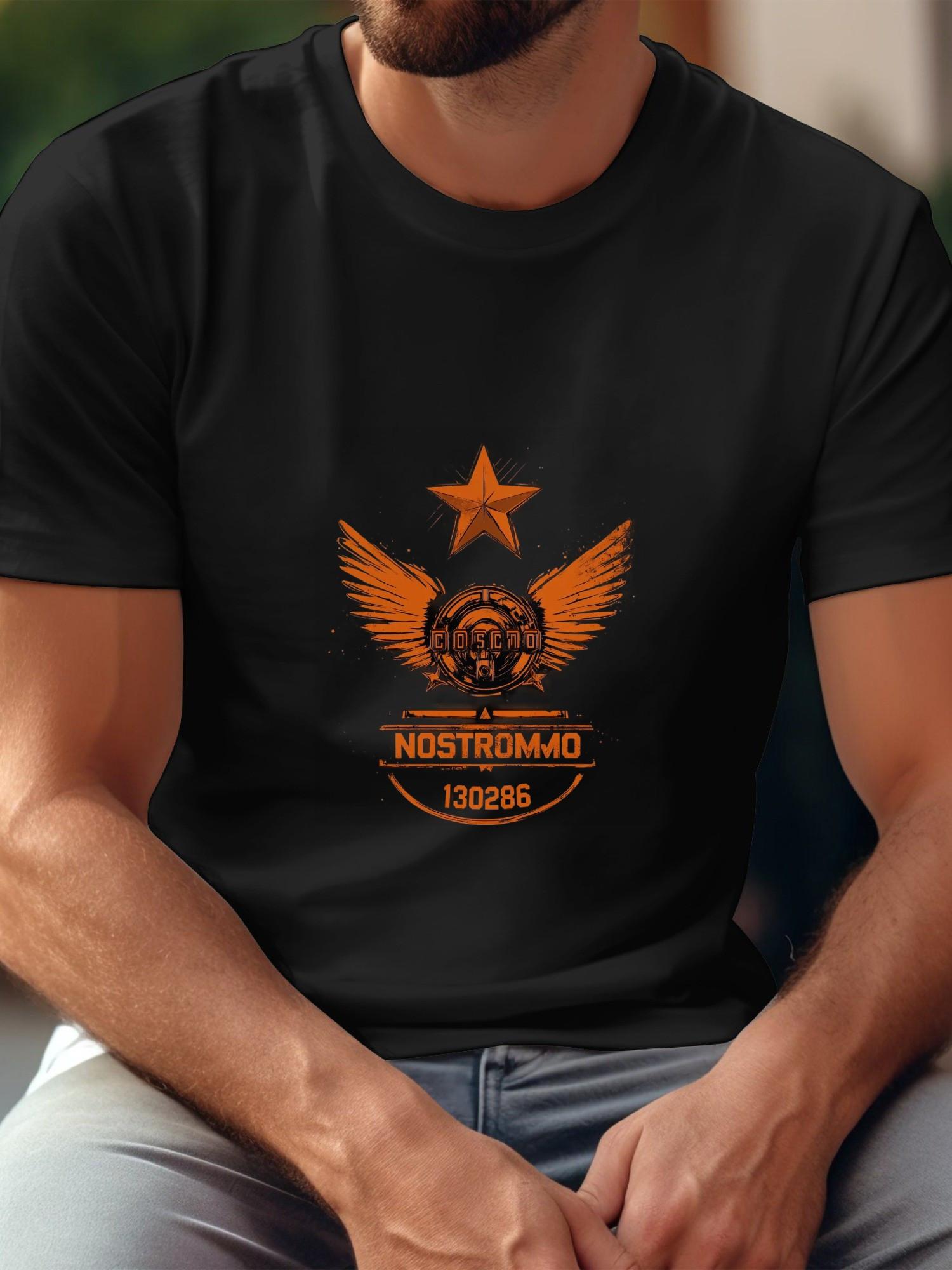 Starship USCSS NOSTROMO Distressed Emblem Black T-shirt - 180g Cotton Crew Neck Short Sleeve XXXXL