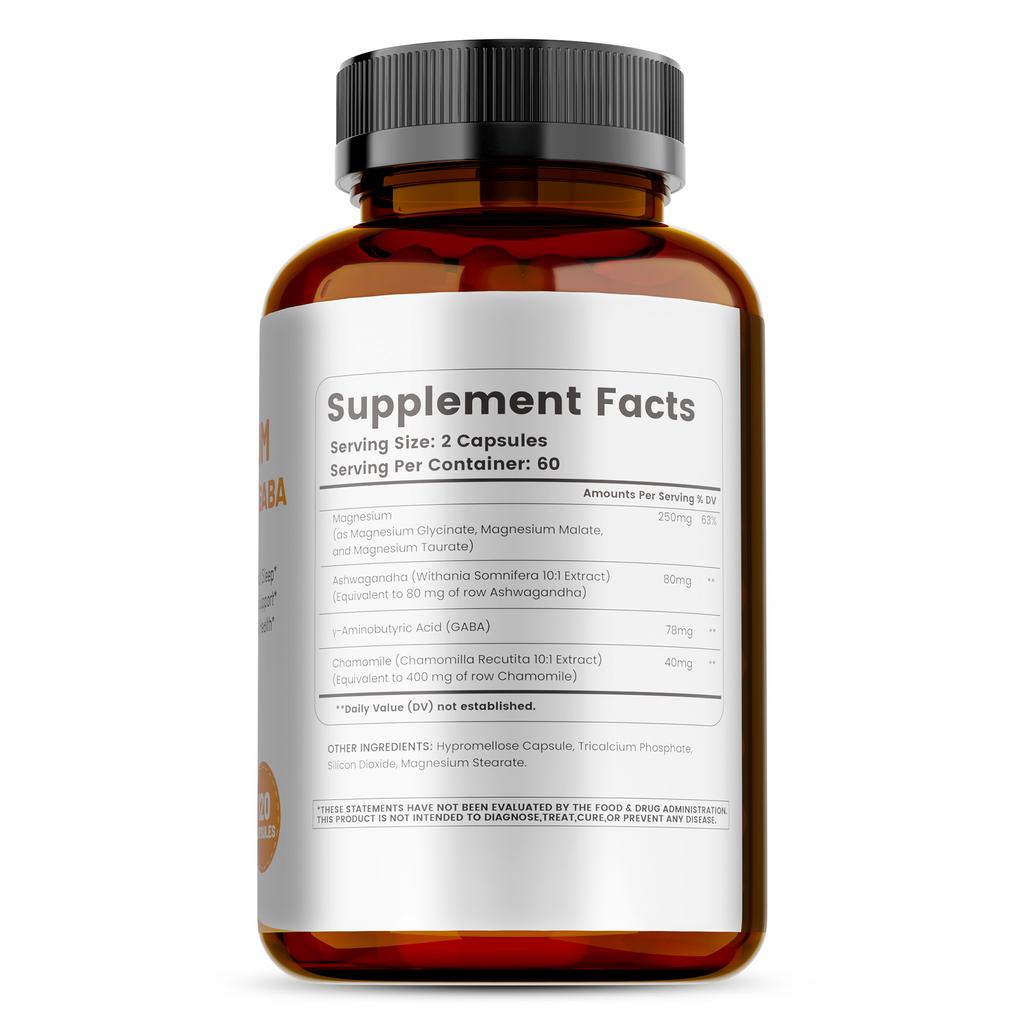 Ashwagandha Complex, Highly Absorbable Magnesium Complex, Relieves Stress, Strengthens Muscles and Heart, Gluten-free.