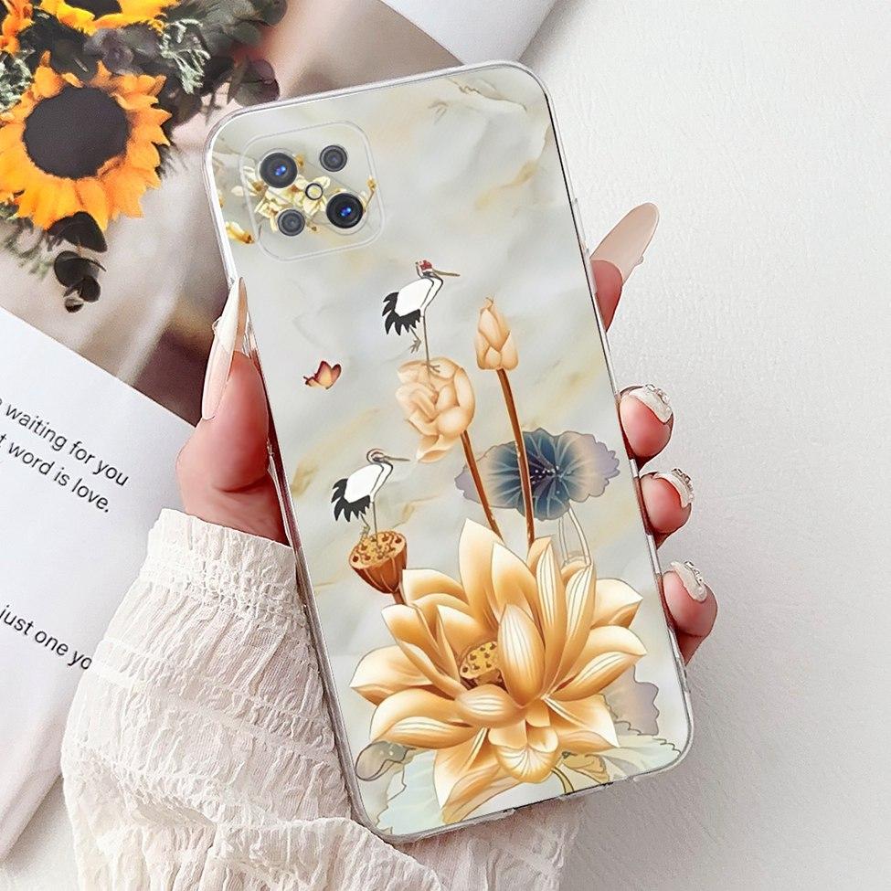 Clear For Oppo Reno 4Z 5G Case Cover CPH2065 Cute Cat Fashion Flowers Painted Soft Back Cover For Oppo Reno4 Z 5G Phone Case