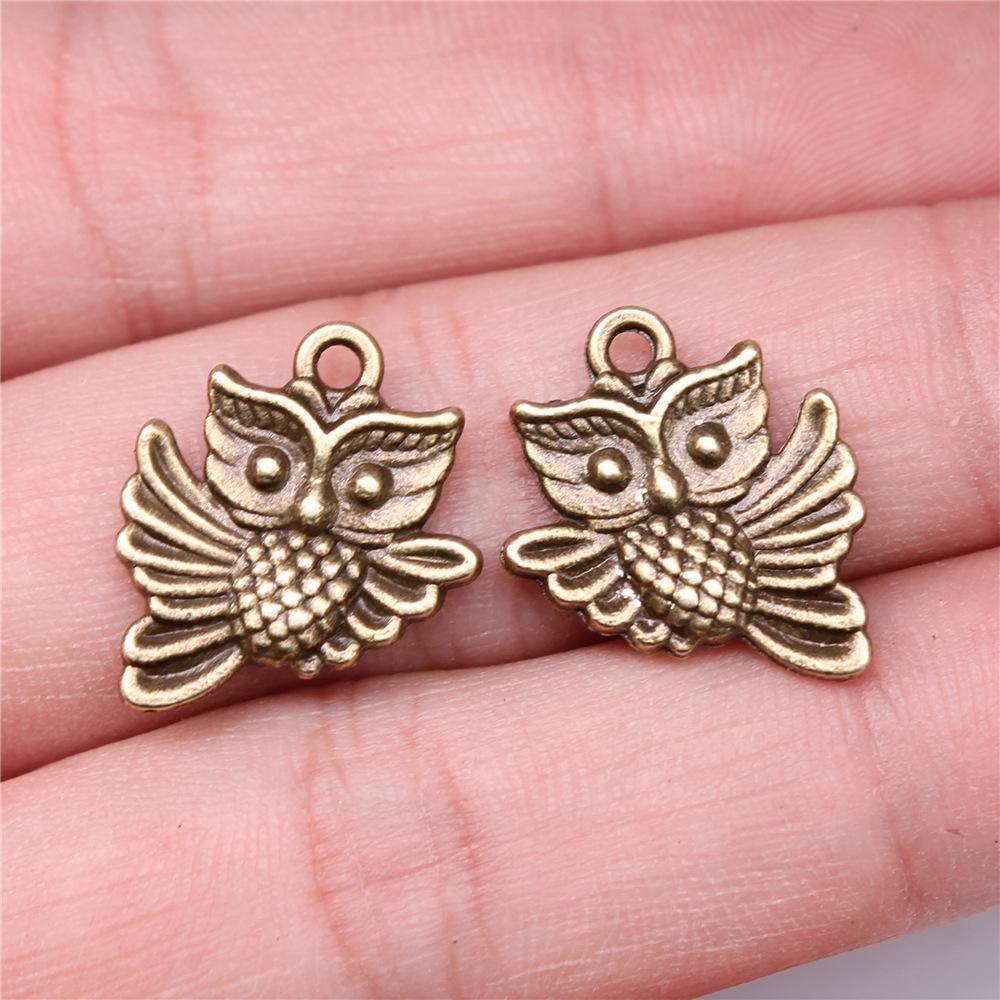 10pcs Vintage Antique Bronze Color Plated Owl Charms Pendant For Necklace Keychain Making DIY Crafts