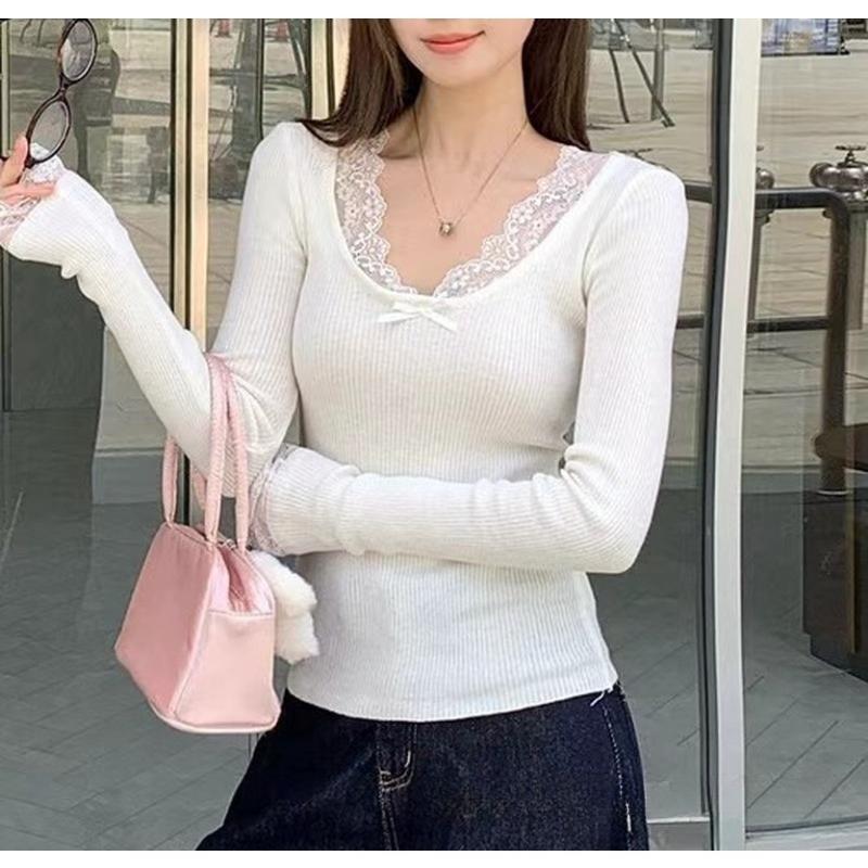 Fashion Lace Spliced Knit Cardigan Women Sweater Slim Fit Long Sleeve Knitted Tops Sweet Autumn Winter Vintage Elegant Casual Clothing