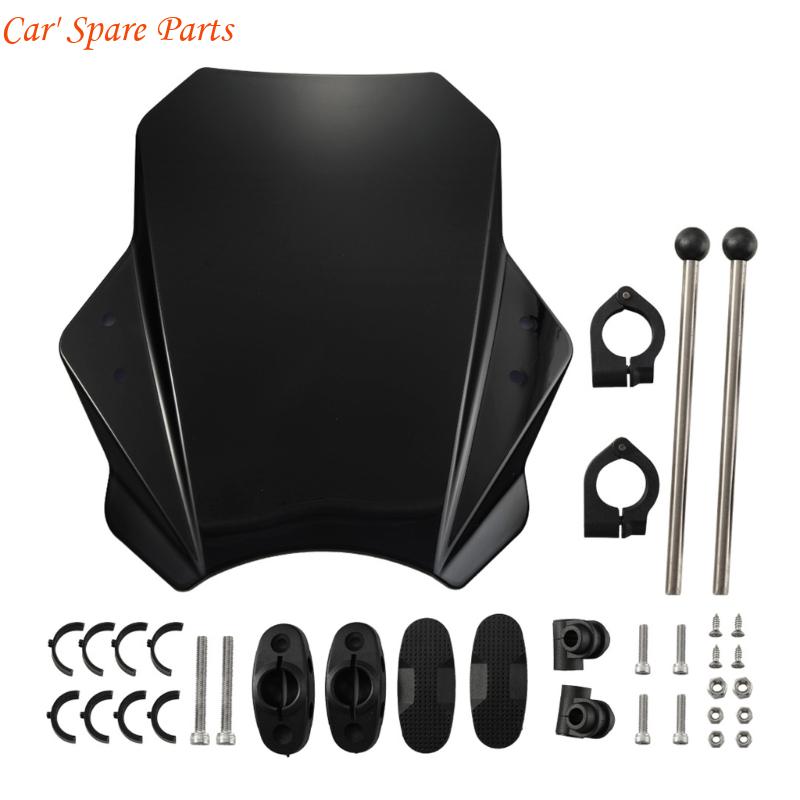 Y4UA Multi Fit Motorcycle Windscreen Metal Construction Aerodynamic Enhanced Riding Comfort Quick Installation чёрный