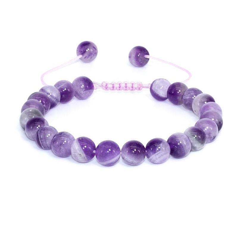 Unisex Verstellbares Armband aus natürlichem Achat & Bergkristall mit 8mm Perlen
