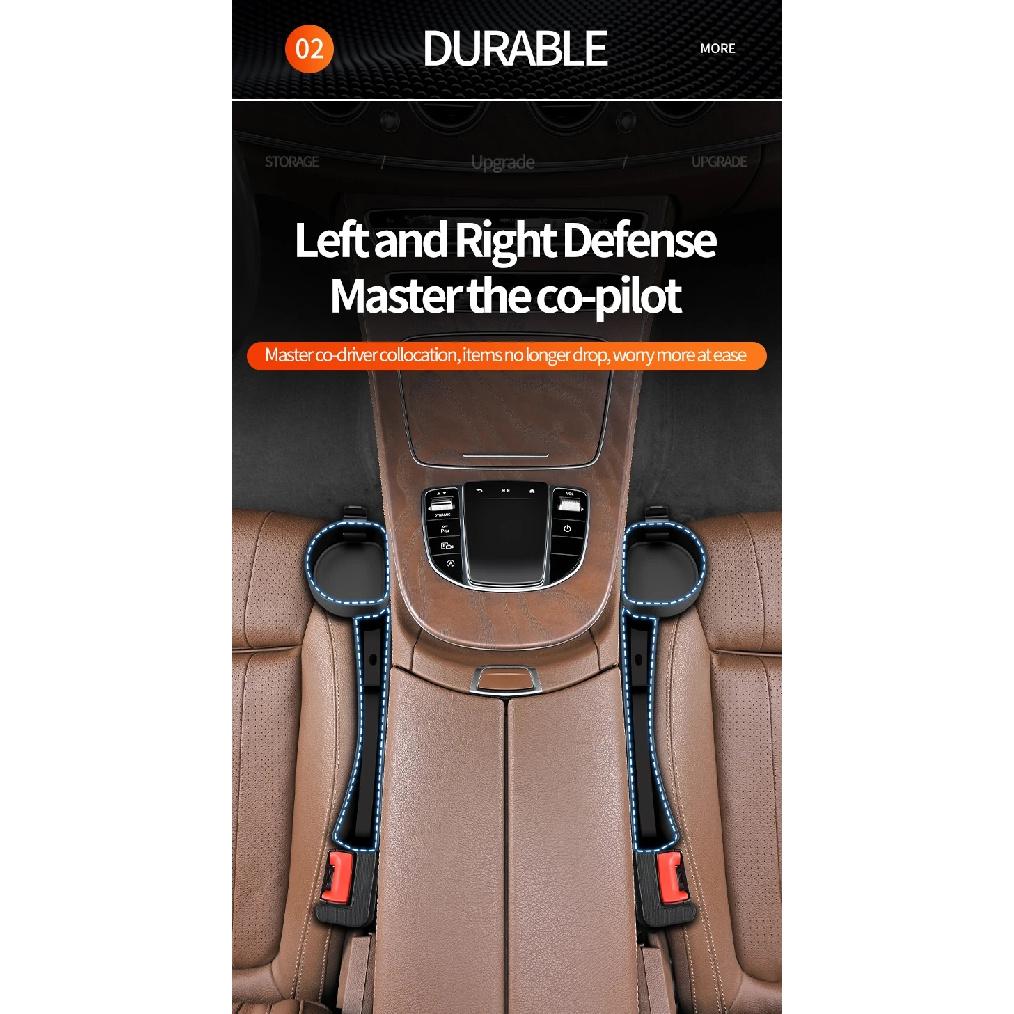 Upgrade Car Seat Gap Filler Organizer Car Side Seat Gap Filler with Cup Holder and Hook 2 Pack Auto Storage Interior Accessories