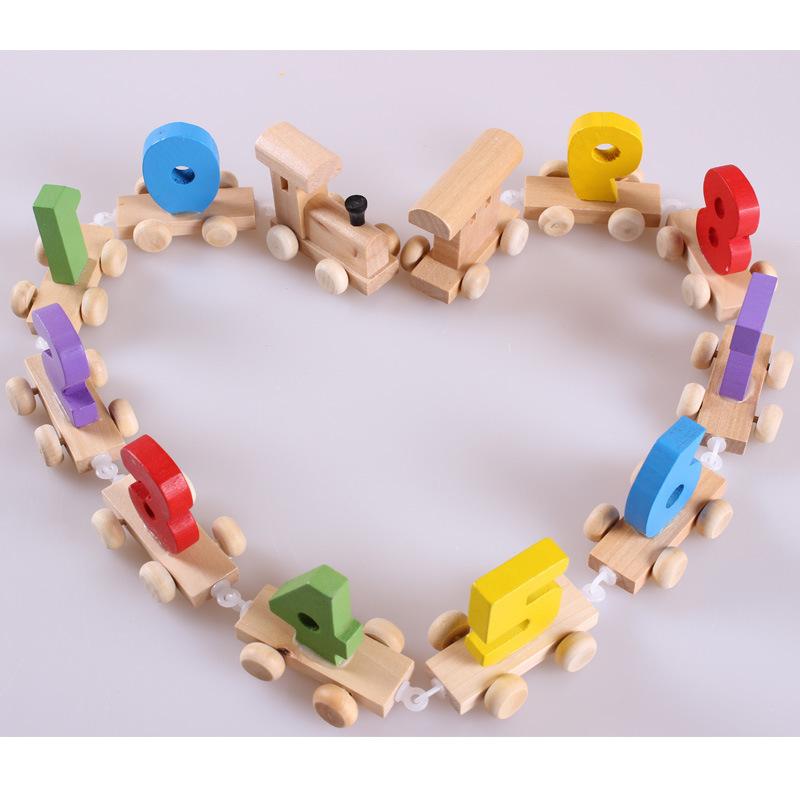 Youdelo children's wooden 0-9 digital train splicing combination puzzle early education drag digital train