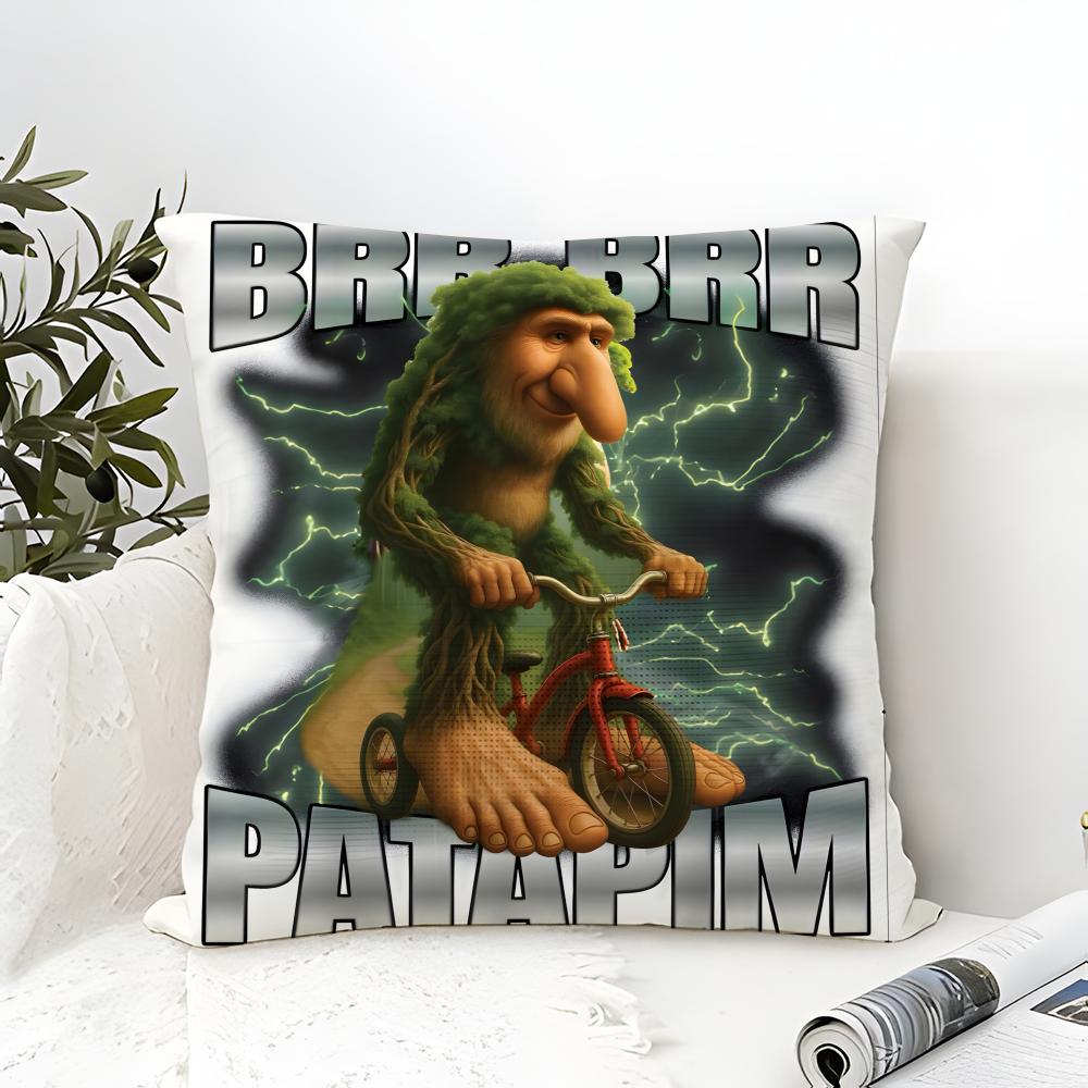 Pillow Case Cotton Linen Fabric Square Zipper Pillowcase Home Decorative Living Room I-Italian Brainrot Creative Animal Meme 4