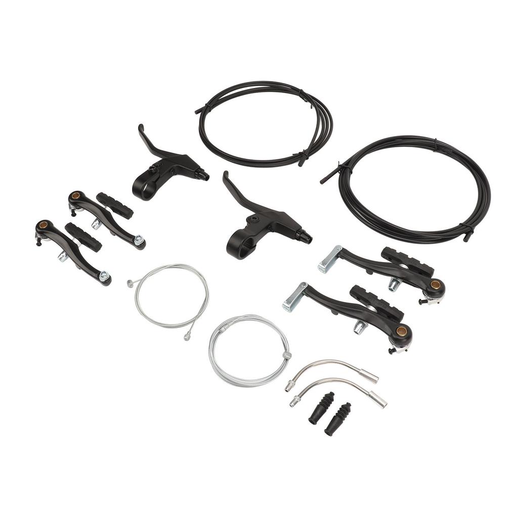 V Type Bike Brake Set with Brake Lever Brake Cable Complete Sensitive Braking Bike Front Rear Brake Kit for Replacement
