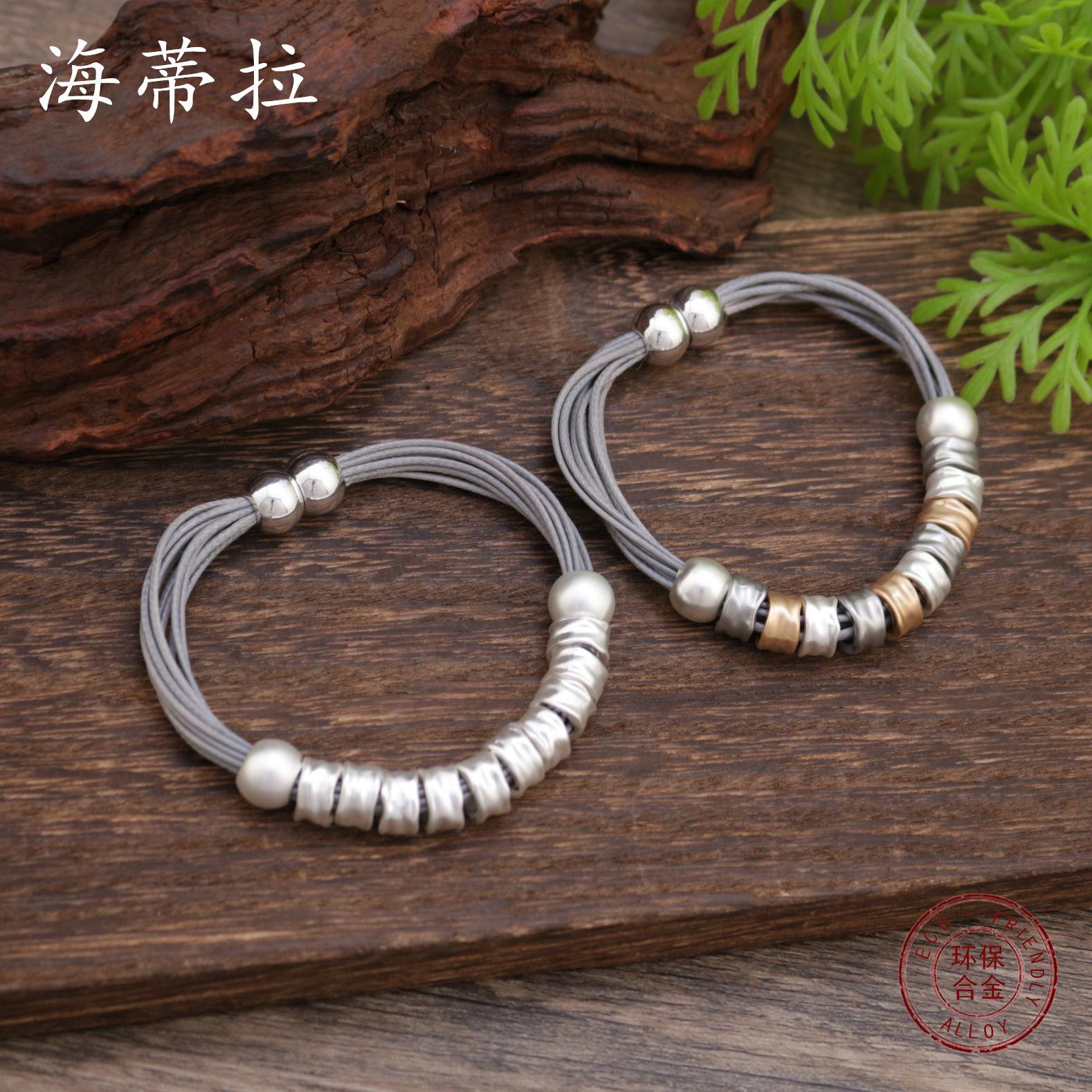 

Geometric matte ring leather rope magnetic bracelet, personalized men s and women s retro magnetic bracelet