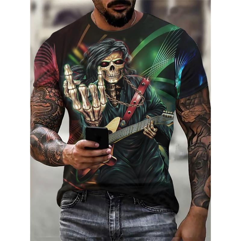 Horror Skulls Pattern Men's Gothic T-Shirts Summer Short Sleeve 3D Printed Terror Street T Shirt 6XL Plus Size Casual Tops