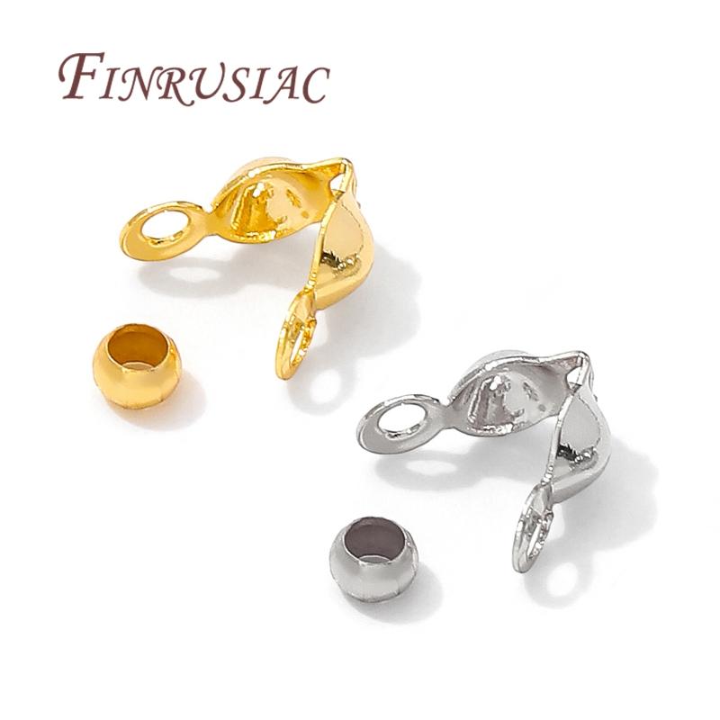 100pcs/lot 18K Gold Plated Connector Clasps Crimps Beads For Bracelets Necklace DIY Jewelry Making Supplies,Crimps Cover