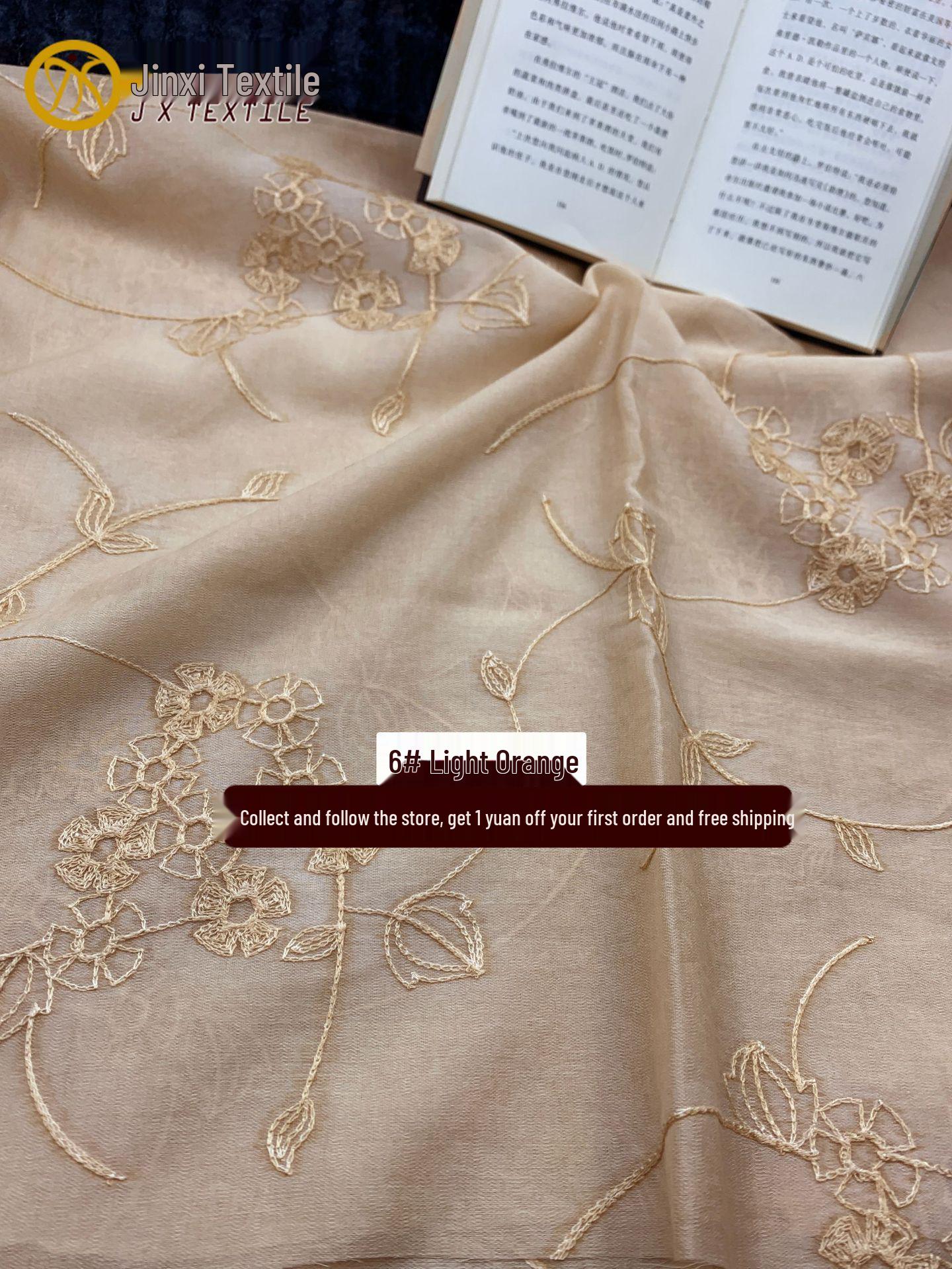 

Guofeng Gradient Multicolor Embroidered Tencel Fabric for Hanfu Dresses and Shirts