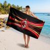 Asciugamano da Spiaggia Personalizzato AC Milan, Stampa Testo Nome Personalizzato, Asciugamano Morbido Asciugatura Rapida con Logo Calcio, Regalo per le Vacanze