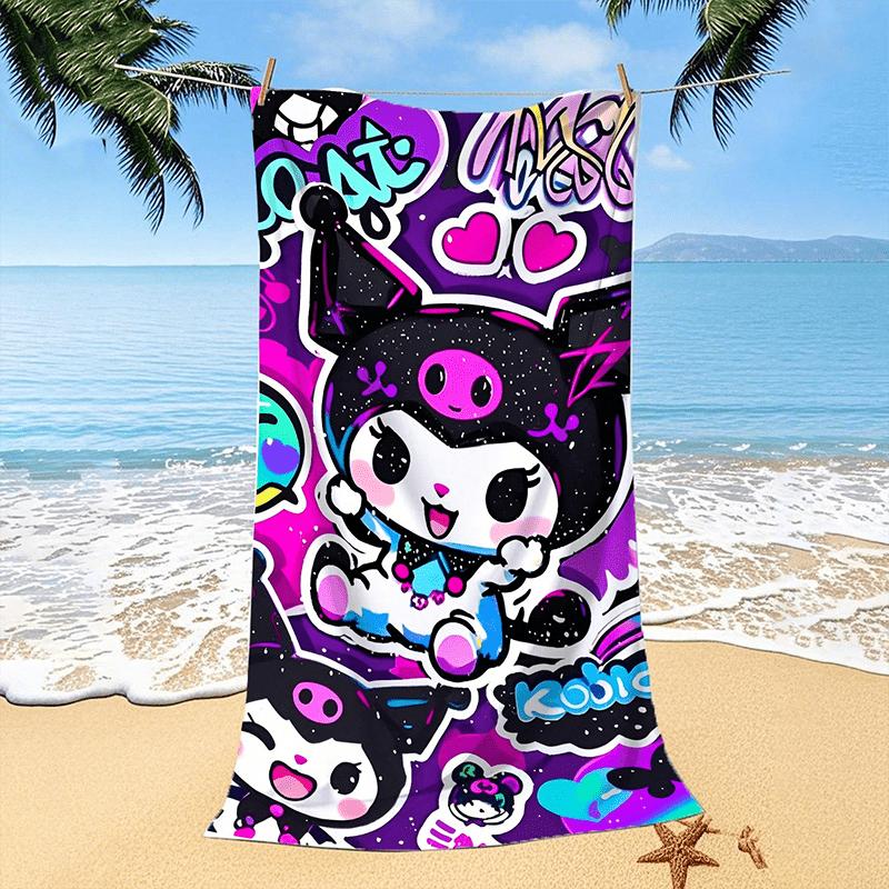 1pc Sanrio Kuromi Hello Kitty Family Print Absorbent Quick Dry Bath Sports Cape Towel for Beach Seaside Swimming Pool