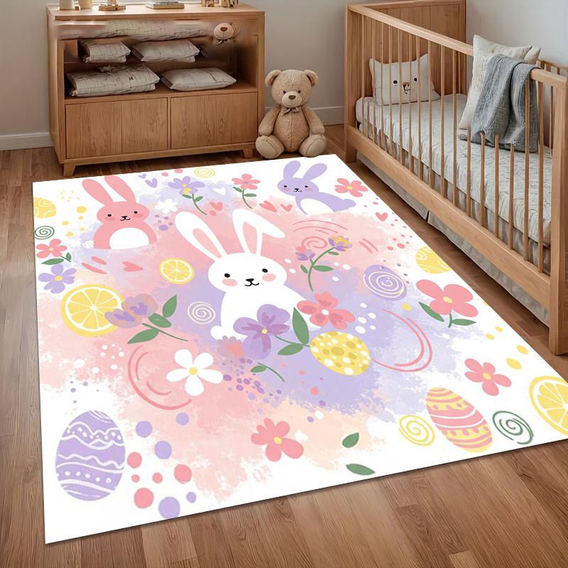 Hellviolette Teppiche Glücklicher Osterhase Teppiche für Wohnzimmer E-Sport Stuhl Teppich Geschenk Alfombra Teppiche für Schlafzimmer Heimdekor Teppich