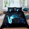 Saxophone Duvet Cover Set Rotating Musical Notes Bedding Set Musical Instrument Retro Jazz Music Theme Twin Quilt Cover For Kids
