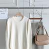 New Arrivals Open Run Women Loose Fit Round Neck Long Sleeve Knit Double Shirred