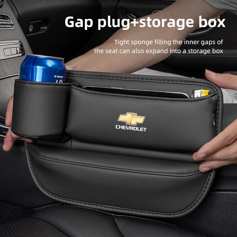 BODCA1 PU Leather Car Seat Storage Bag Multifunctional Gap Organizer Box For Chevrolet Equinox Trailblazer Bolt Spark Tahoe Z71 Aveo SS