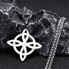 Witchcraft Witch Celtic Knot Necklace Men Women Stainless Steel Silver Color Wicca Protection Amulet Jewelry Nudo De Bruja N4273