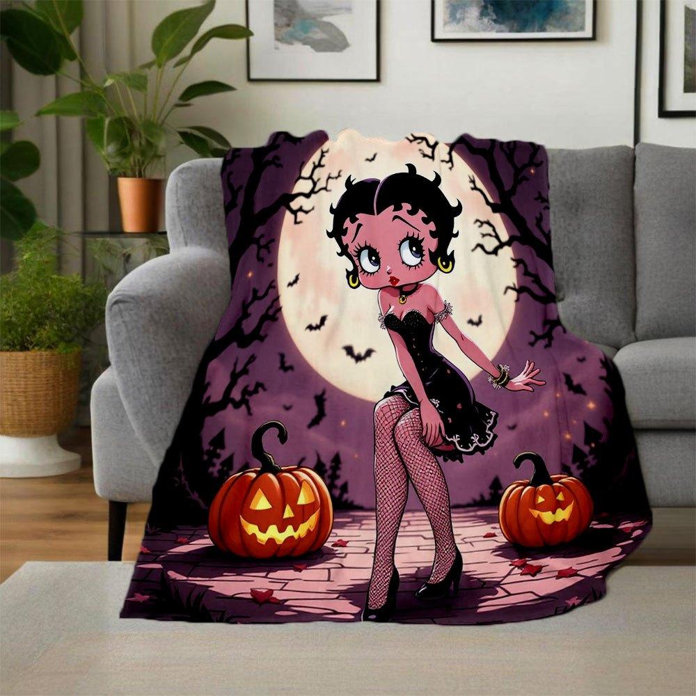 Halloween Betty Boop Pokrowiec na Telefon Koc Flanelowy Rzut do Sofy, Łóżka, Podróży, Kempingu, Biura, Kanapy, Krzesła