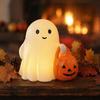 Ghost Desktop Decoration Halloween Holding Pumpkin Figurine, Spooky Statue with Figurine Night Light, Resin Ornament for Desk Tabletop Centerpiece