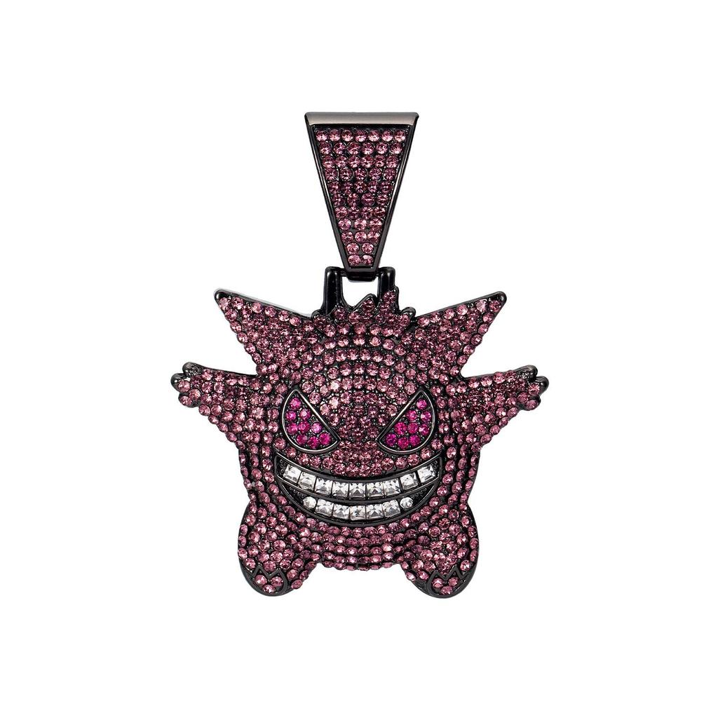 Exaggerated Hip-Hop Gengar Pendant Necklace: Full Diamond Alloy Cartoon Sweater Chain