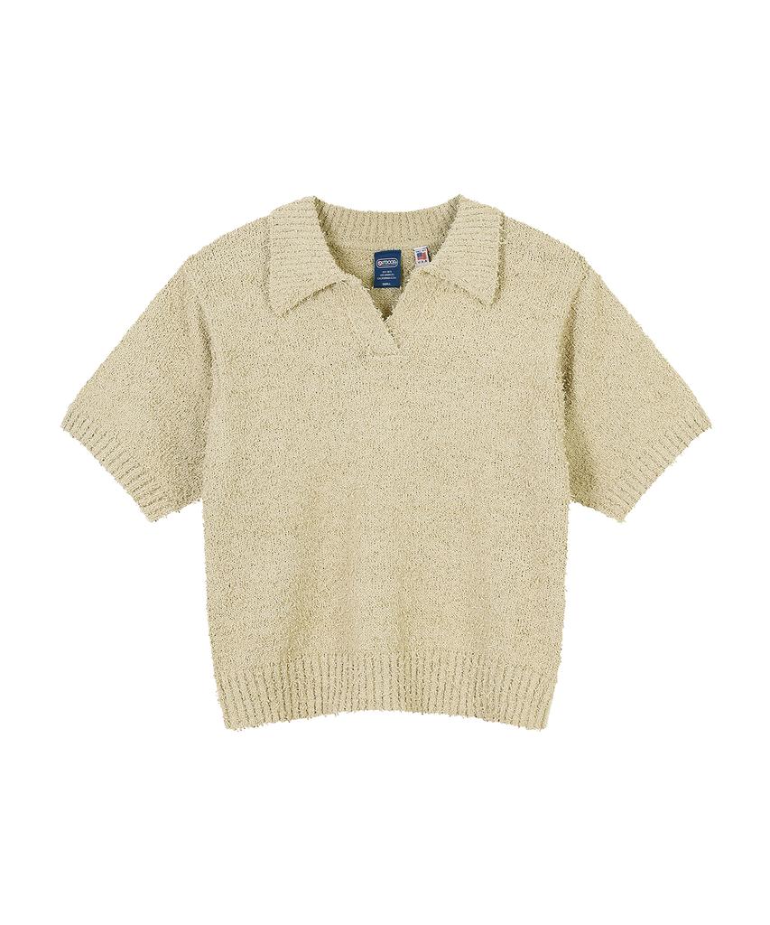 OUTDOOR PRODUCTS W Open Collar Crop Knit (Beige)