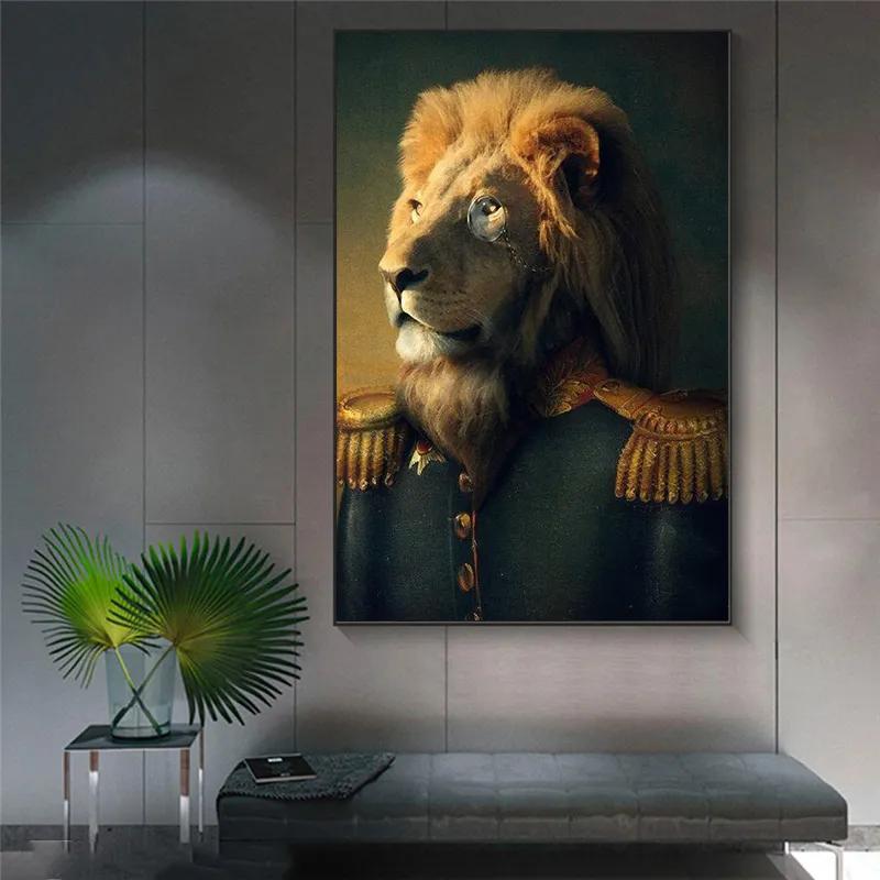 

Lion General Classical Art Paintings Print On Canvas Art Posters and Prints Ainmals in a Suit Nordic Wall Art Pictures