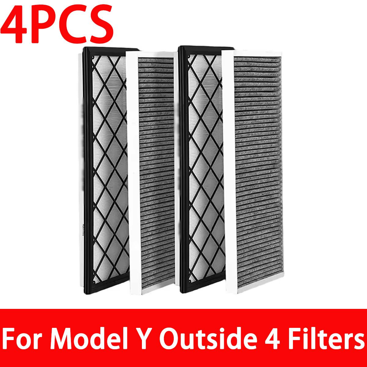

4PCS External Air Conditioning Filter Carbon Cloth Filter Suitable For Tesla Model Y 2020-2024 Activated Carbon Filter Cartridge Tesla&Model Y