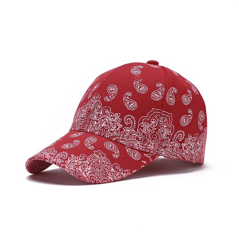 

Unisex Korean-Style Cashew Flower Print Baseball Cap Adjustable червоний