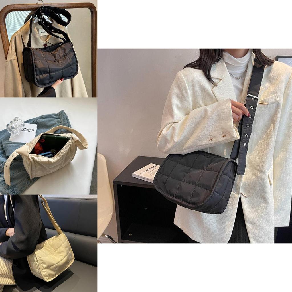 Stylish Women's Wide Strap Casual Shoulder Crossbody Canvas Bag For 2024 In Cream Black Orange And Green