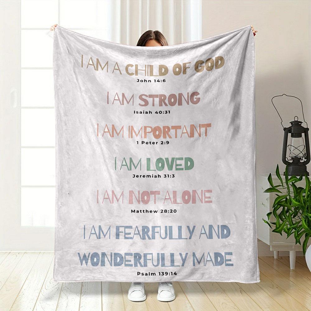 Affirmative Phrases Paired with Bible Verses In Varied Pastel Colors. for All Seasons Blanket Lunch Break Throw Gift