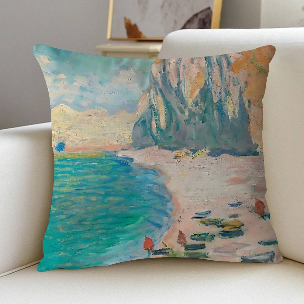 Claude Monet Classic Art Collection Cat Cushion Cover 30x50 Polyester Sofa Cushions Decorative Pillows Decoration Pillowcover