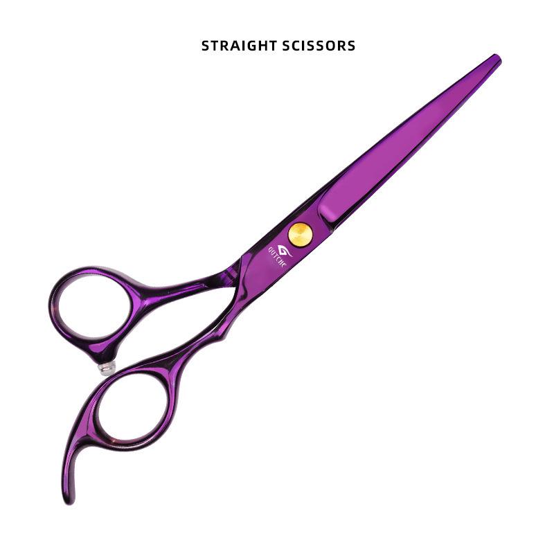 Stainless Steel Purple Hand-Shaped Thinning Scissors for Bangs and Straight Hair - Salon Stylist Special