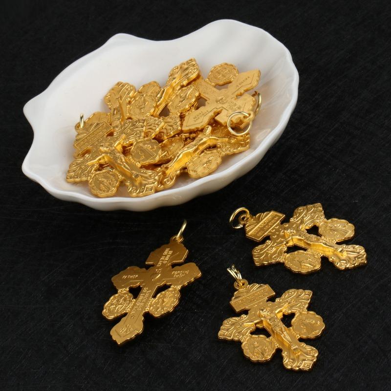 10 Pcs Metal Pardon Crucifix Catholic Pendant with St Benedict and Milagrosa Medal DIY for Rosary Necklace Making Parts.