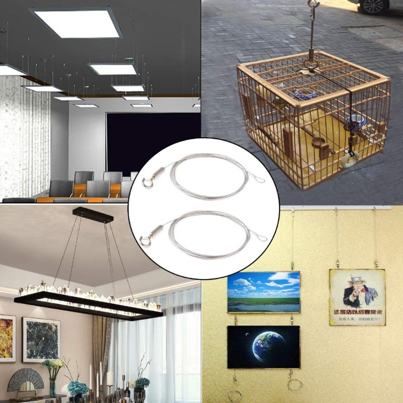 2m/78.74'' Adjustable Heavy Duty Stainless Steel Wire Rope Frame Hanger Rope