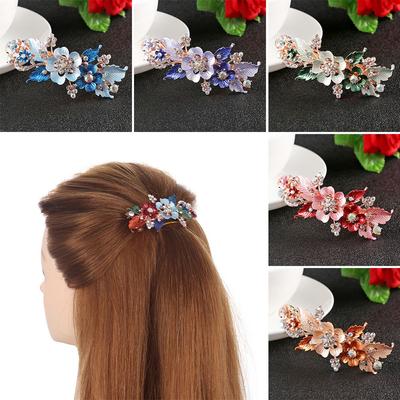 Fashion Tiara Floral Headwear Accessories  Crystal Hair Clip Flower Barrettes  Cute Hairpin