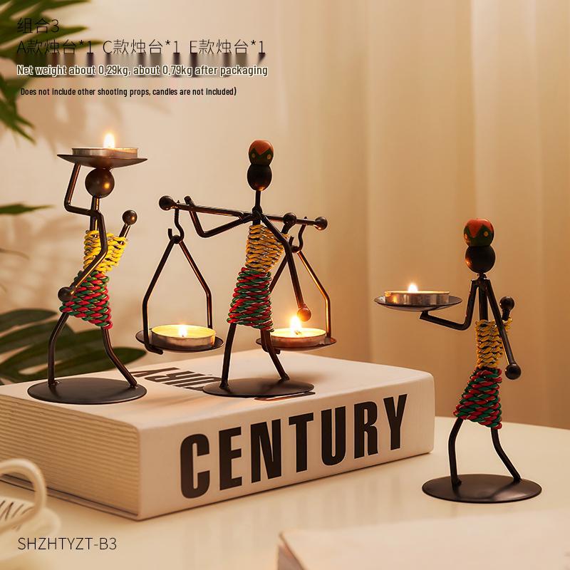 Luxury European-Style Creative Retro Wrought Iron Candlestick for Dining Table Decor and Candlelight Ambiance