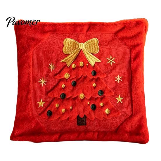 Washable Throw Pillow Covers Christmas Plush Pillowcase, 3D Embroidered Design Soft Decorative Pillows for Couch Cover, Cushion Cover Holiday