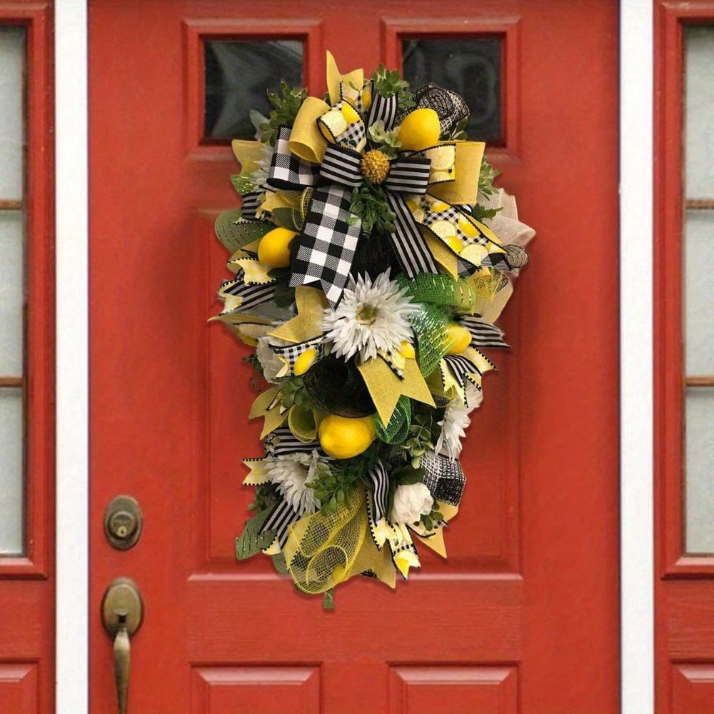 Teardrop Wreath Artificial Sunflower Wreath Summer Fake Sunflower Spring Sunflower Swag Door Hanging Wreath Simulation Hanging Wreath Spring Decor