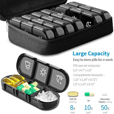 Weekly Pill Organizers 21 Grids 3 Times A Day Moisture-Proof Pill Box With PU Leather Case For Store Vitamin Medicine Fish Oils