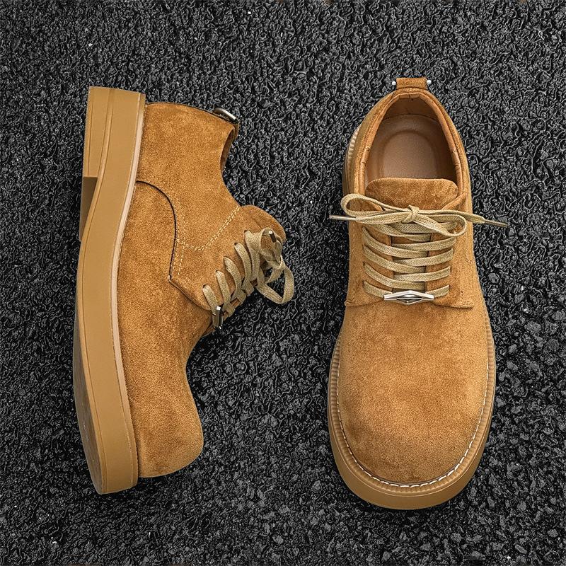 Men's and Women's Same 2025 New American Trend Leather Shoes Casual Big Head Shoes Fashion Heightening Retro Commuter Derby Shoes