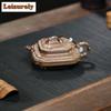 200ml Yixing Purple Clay Teapot Handmade Square Bamboo Joint Flat Pot Raw Ore Agilawood Mud Kettle With Filter Zisha Teaset Gift