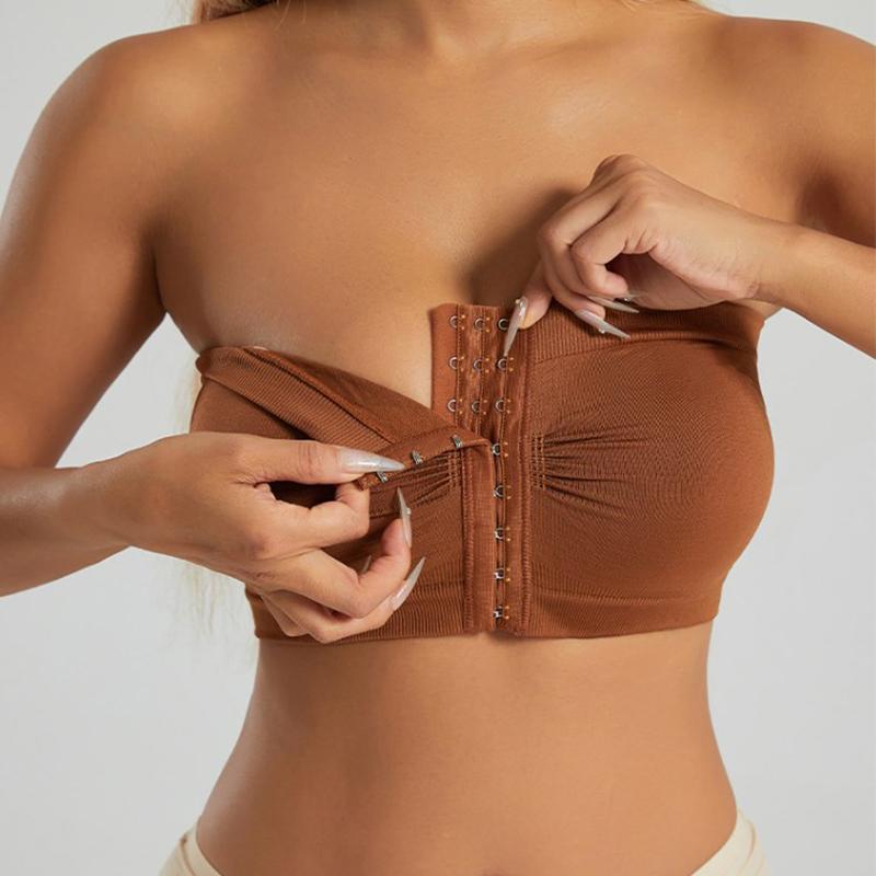 Sexy Front Button Strapless Bras For Women No Underwire Seamless Bralettes Women Wireless Bra Soft Support Plus Size Tube Top