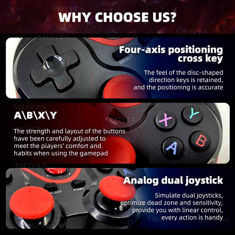 X3 Wireless Mobile Gaming Controller for IOS/Android/Tablet/PC/Switch/PS3/PS4/Steam Gamepad BT3.0 Joystick With Box Holder