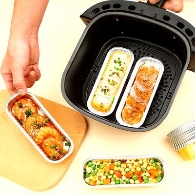 10 Stück Premium Antihaft-Aluminiumfolienschalen - Hitzebeständig, Wiederverwendbar für Heißluftfritteusen, Öfen & Grills - Einfache Reinigung, Langlebiges Rechteckiges Design