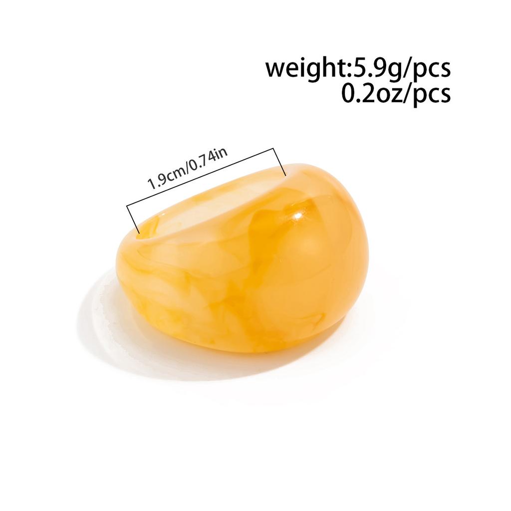Y2K Colorful Gradient Transparent Resin Ring Water Drop Vintage Temperament Smooth Acrylic Finger Ring Charm Aesthetics Jewelry