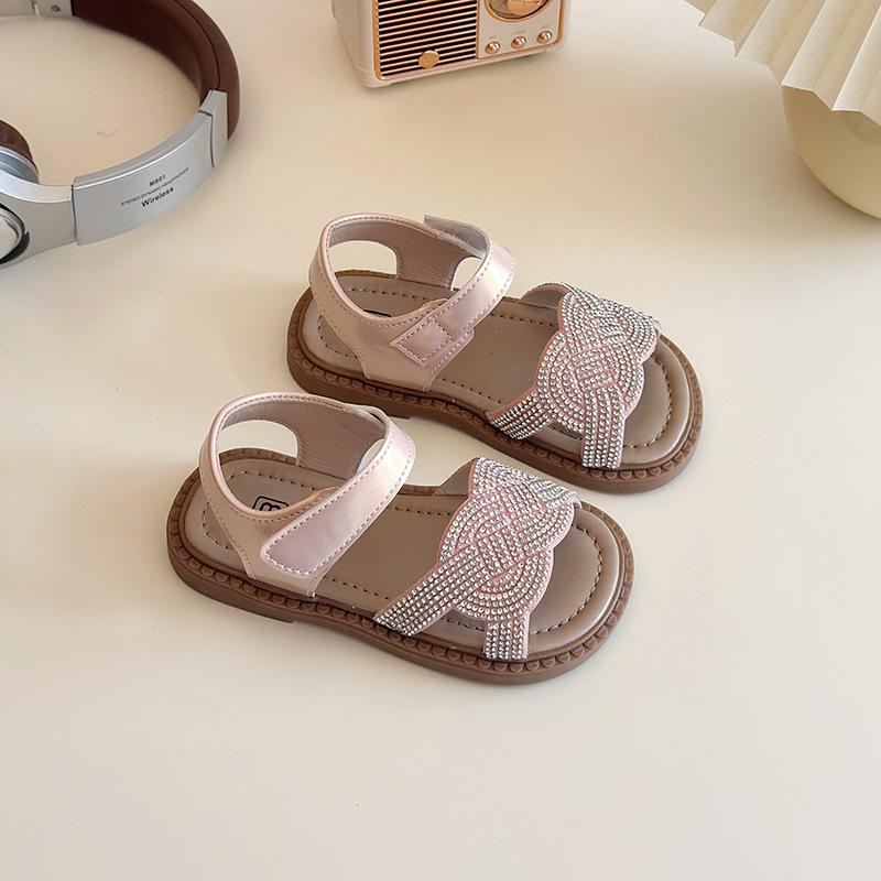 Little Girls Rhinestone Princess Sandals Casual Summer Children Beach Sandals 21 розовый
